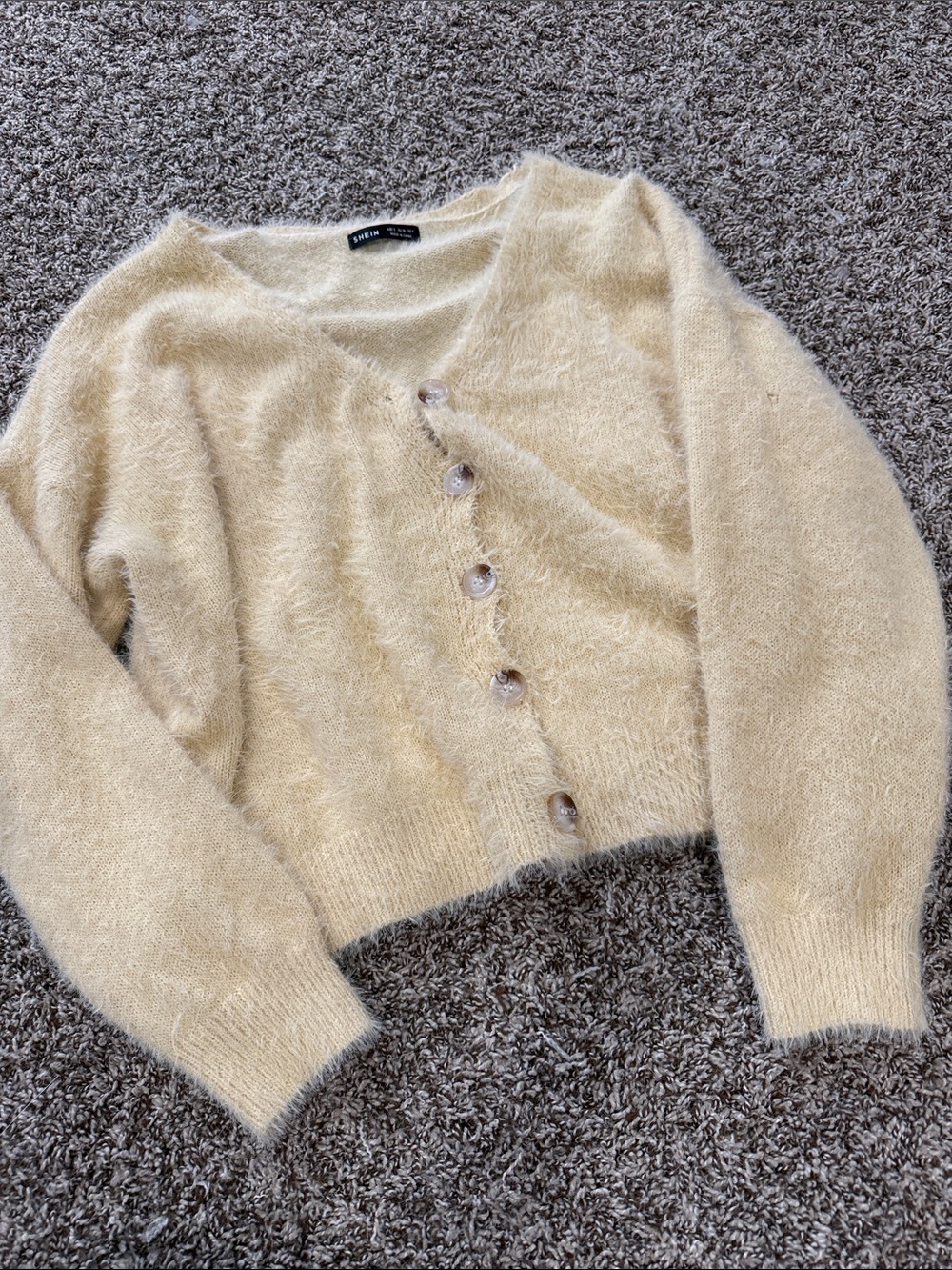 SHEIN yellow fuzzy sweater